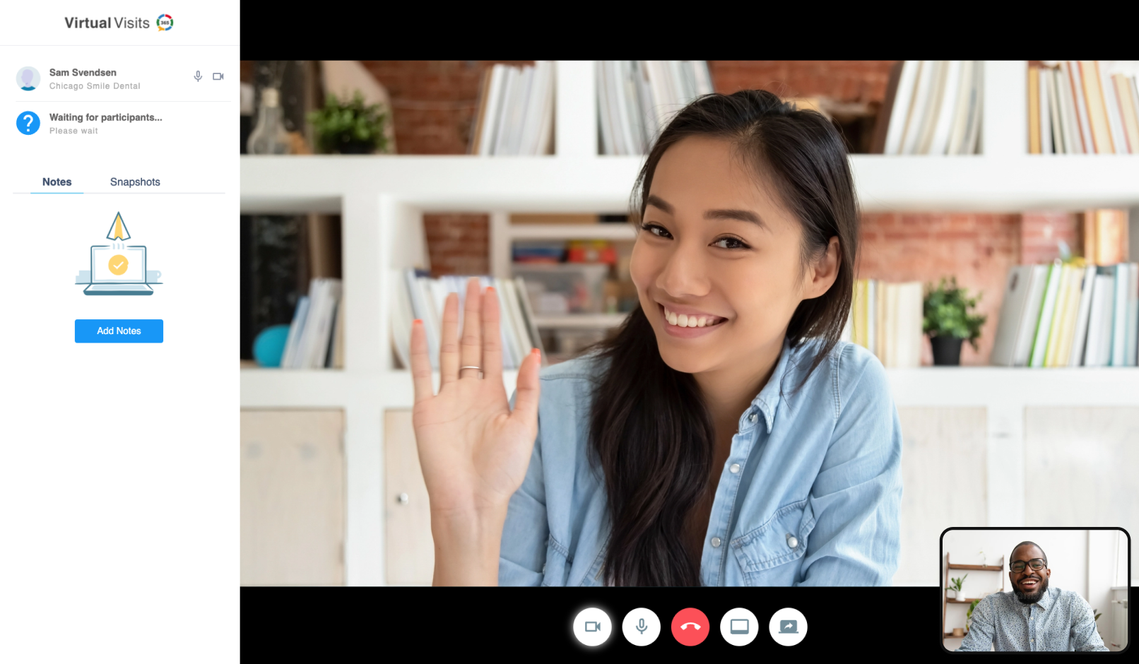 Telehealth virtual visit video call interface